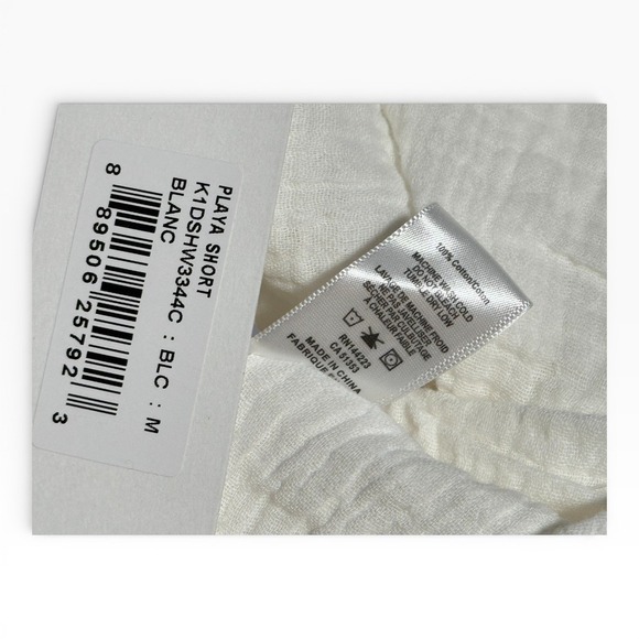 Bishop + Young NWT Playa Shorts White Cotton Gauze Paperbag Tie Waist Button M - Picture 5 of 5